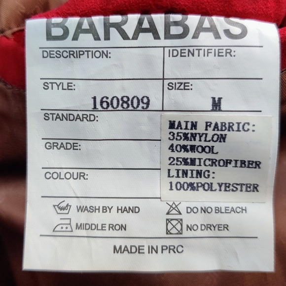 BARABAS Quilted Jacket M Red Bomber Men's - Picture 6 of 11